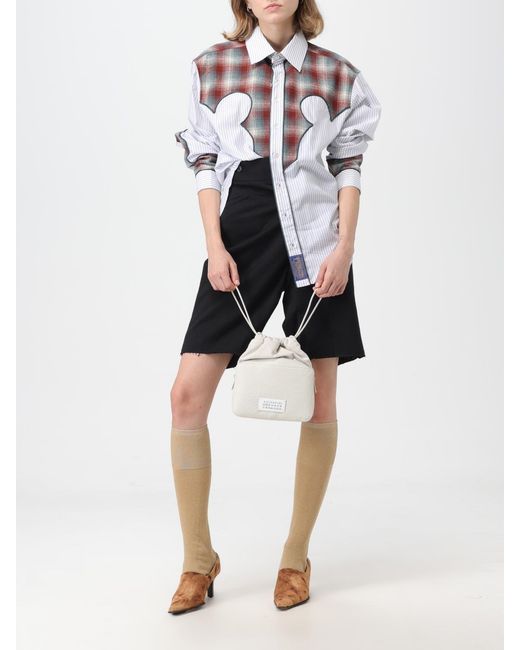 Maison Margiela White Checked Cotton Twill Shirt