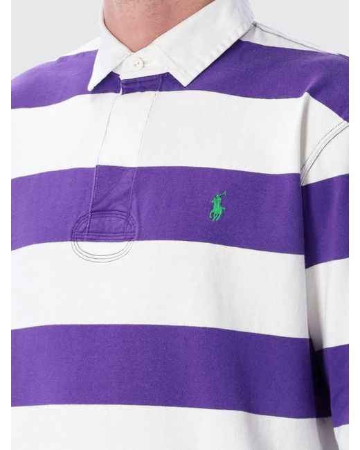Polo Ralph Lauren Blue Striped Cotton Polo Shirt for men