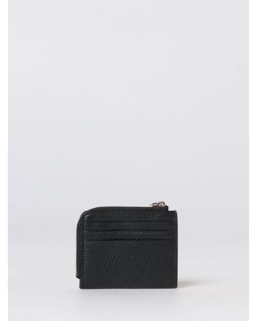 Coccinelle Black Tassel Grained Leather Credit Card Holder