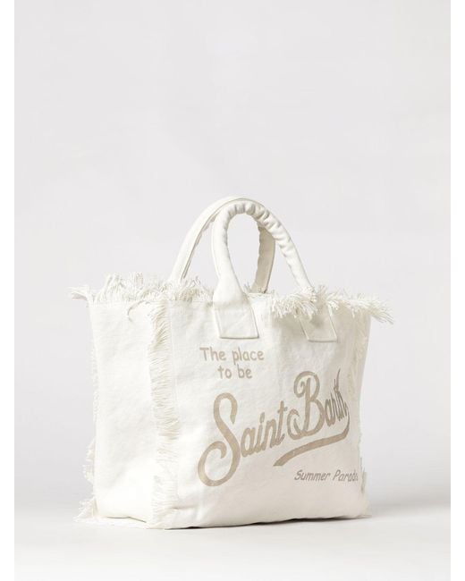 Mc2 Saint Barth Natural Printed Cotton Vanity Bag With Logo