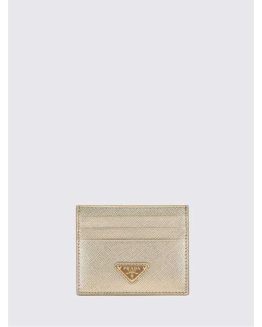 Prada Natural Calf Leather Card Holder With Logo