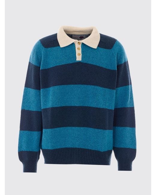Howlin' By Morrison Blue Striped Long-Sleeved Knit Polo for men
