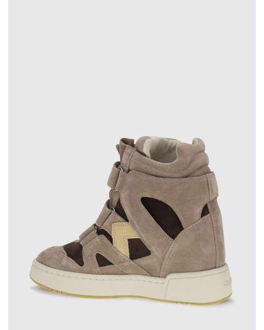 Isabel Marant Natural Im3 Bicolor Suede High-Top Wedge Sneakers With Velcro Straps