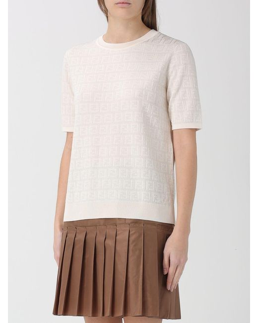 Fendi White Ff Cotton And Viscose Knit