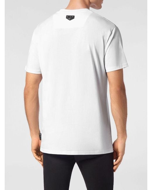 Philipp Plein White Dropped Shoulder Cotton T-Shirt With Monogram Logo for men