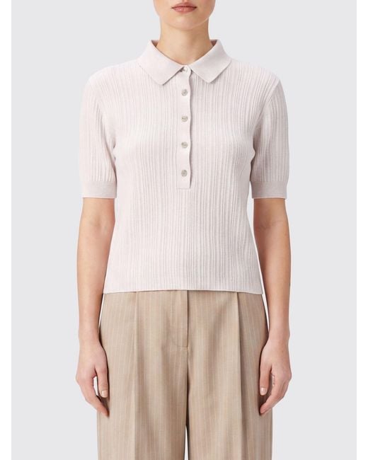 Allude White Slim Fit Knit Polo Shirt