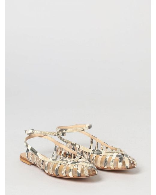 Anna F. Natural Laminated Leather Sandals