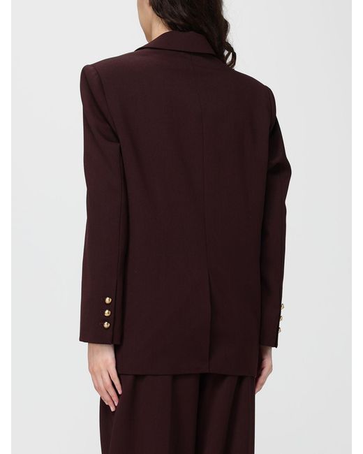 Elisabetta Franchi Purple Virgin Wool Blend Single-Breasted Blazer