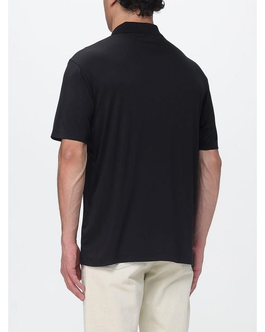 Emporio Armani Black Silk Blend Polo Shirt for men