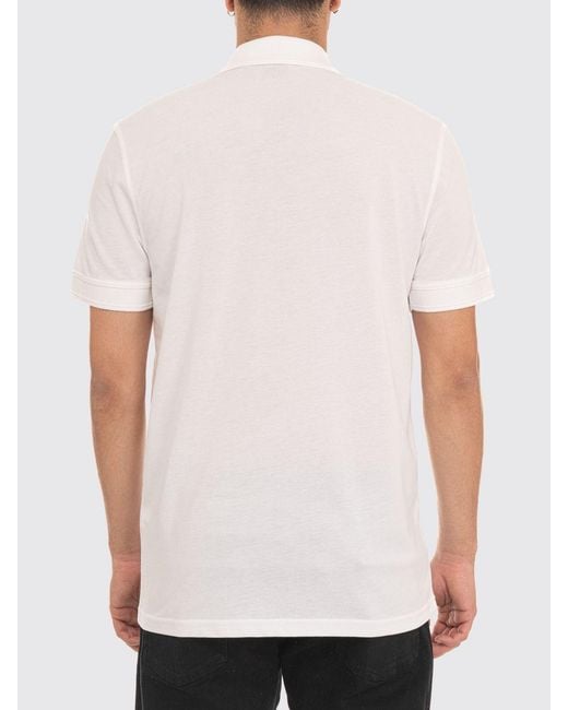 Boss White Short-Sleeved Cotton Polo Shirt With Ribbed Collar for men