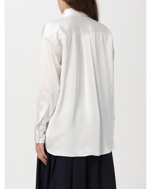 Fabiana Filippi White Drop-Shoulder Satin Elongated Shirt