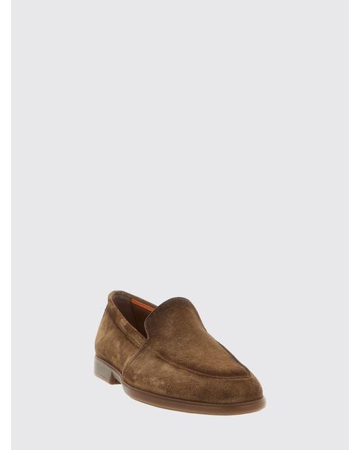 Santoni Brown Malibù Suede Loafer for men