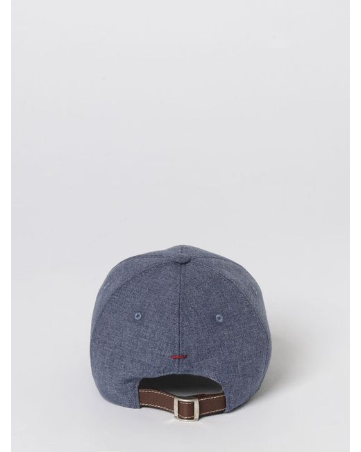 Brunello Cucinelli Blue Cotton And Virgin Wool Hat for men