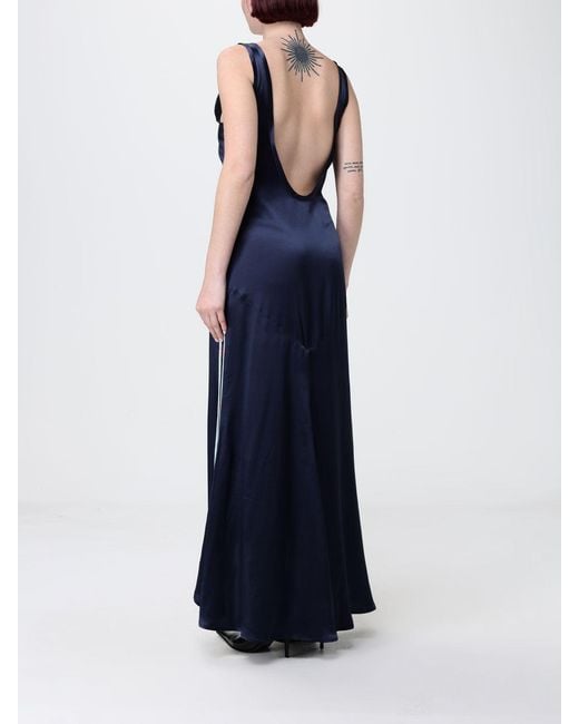 Off-White c/o Virgil Abloh Blue Satin Midi Dress