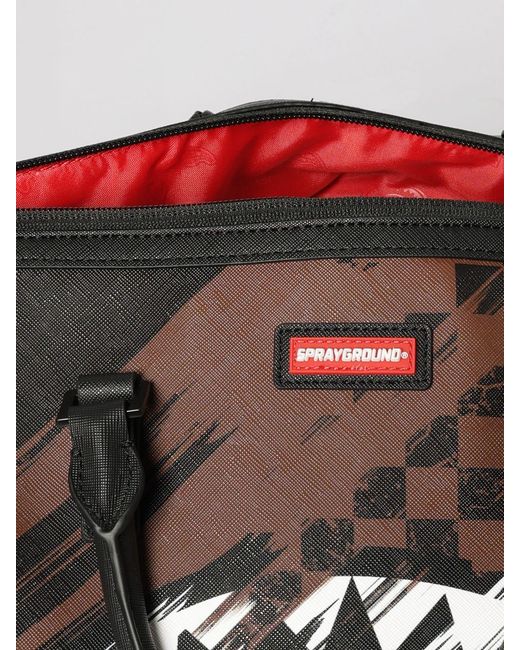 Sprayground Brown Saffiano Coated Cotton Duffle Bag With Logo for men