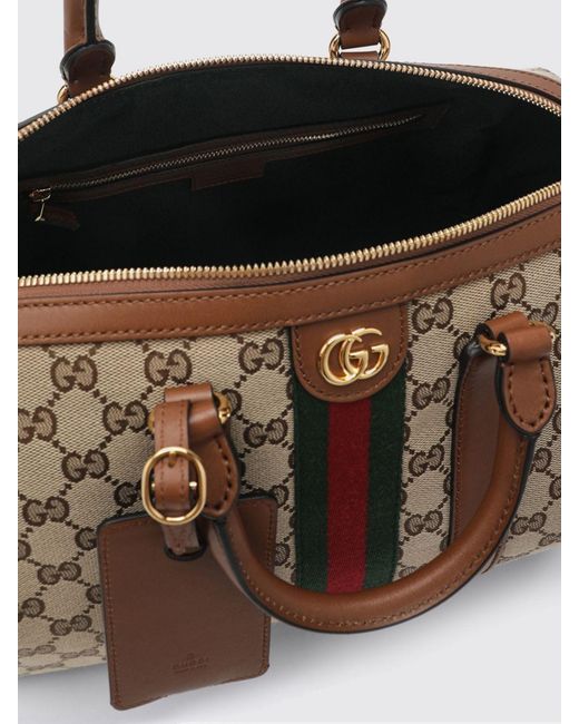 Gucci Brown Ophidia Gg Jacquard Monogram Canvas Top Handle Bag