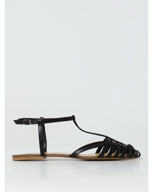 Anna F. Black Flat Sandals
