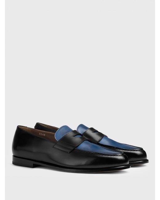 Doucal's Black Leather Loafers for men