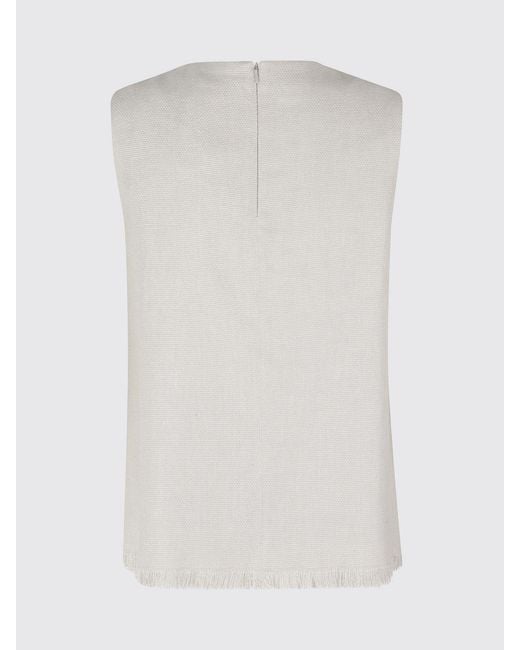 Max Mara White Linen And Cotton Top