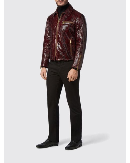 Billionaire Red Python Leather Jacket for men