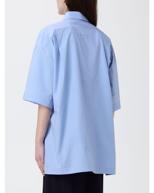 Liviana Conti Blue Cotton Poplin Shirt