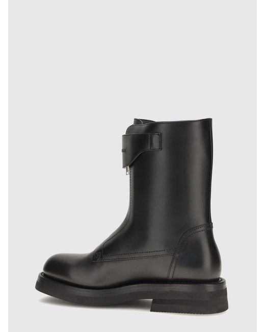 McQueen Black Calfskin Biker Boots With Zip And Strap