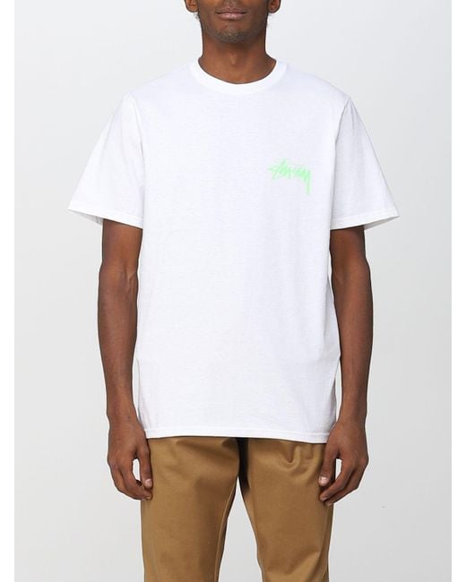 T-shirt con maxi logo posteriore di Stussy in White da Uomo
