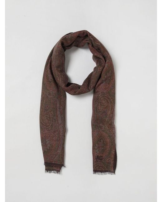 Etro Brown Modal Scarf With Paisley Jacquard for men