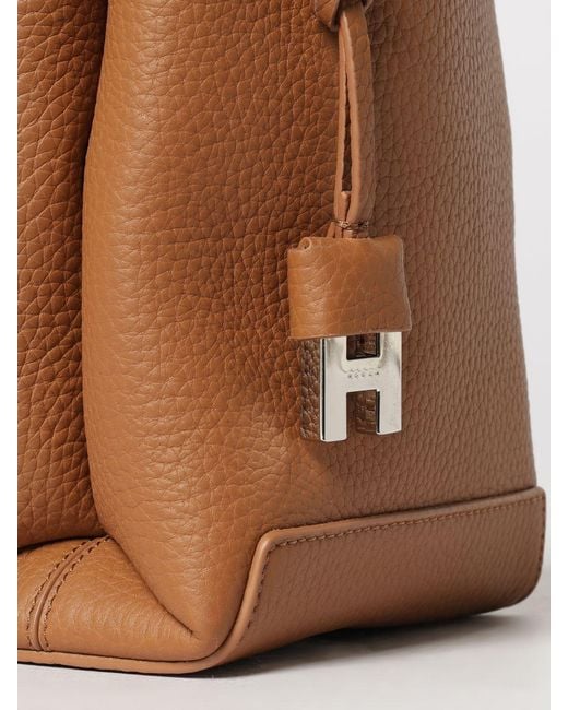 Hogan Brown Grained Leather Handbag