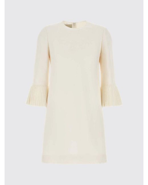 Valentino White Virgin Wool And Silk Mini Dress