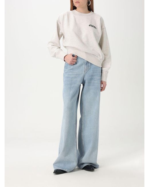 Felpa A Girocollo Con Logo di Isabel Marant in Blue