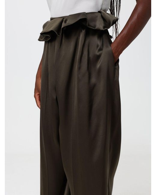 Khaite Black Kira High-Waisted Wide-Leg Satin Trousers With Drawstring