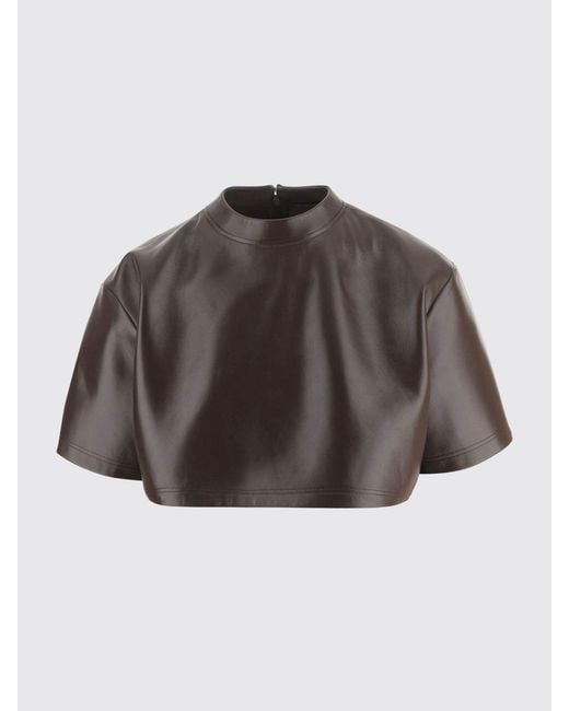 Balenciaga Brown Leather Crop Top