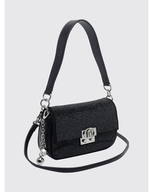 Liu Jo Black Small Polyester Shoulder Bag With Crystals And Decorative Charm