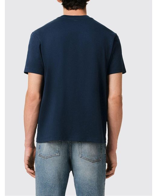 AMI Blue Basic Cotton T-Shirt With Mini Logo for men