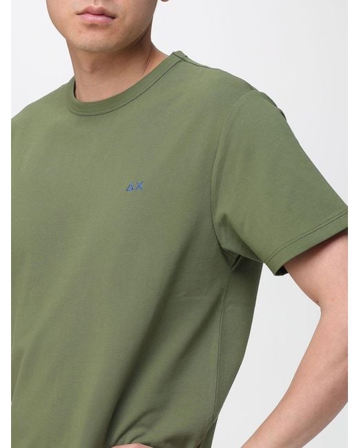 Sun 68 Green Basic Cotton T-Shirt for men