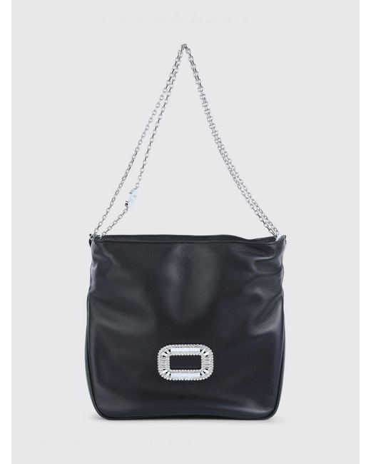 Roger Vivier White Pilgrim Jewel Buckle Mini Nappa Leather Bucket Bag
