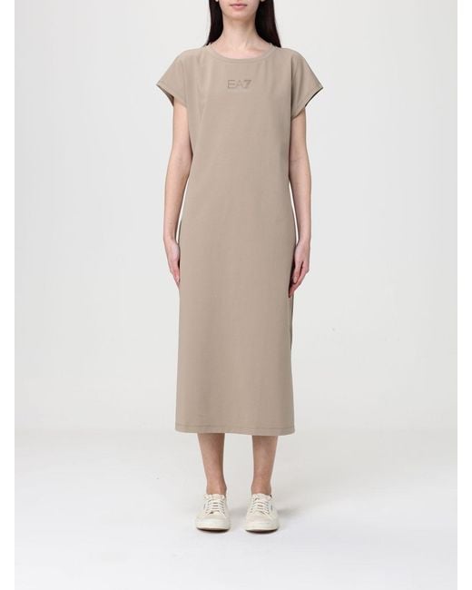 EA7 Natural Stretch Cotton T-Shirt Dress