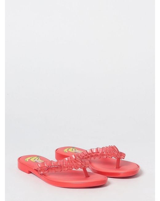 Melissa X Ganni Pink Ruched Pvc Thong Sandals With Low Heel