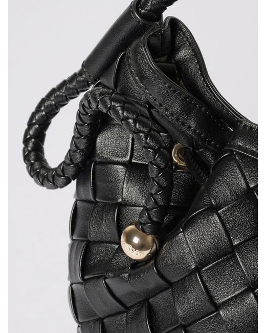 Twinset Black Woven Synthetic Leather Bucket Bag