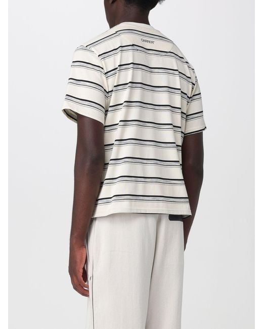 Carrera White Striped Cotton Crewneck T-Shirt With Embroidered Logo for men