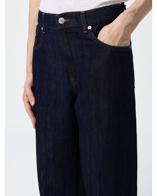 7 For All Mankind Blue Wide Leg Denim Trousers