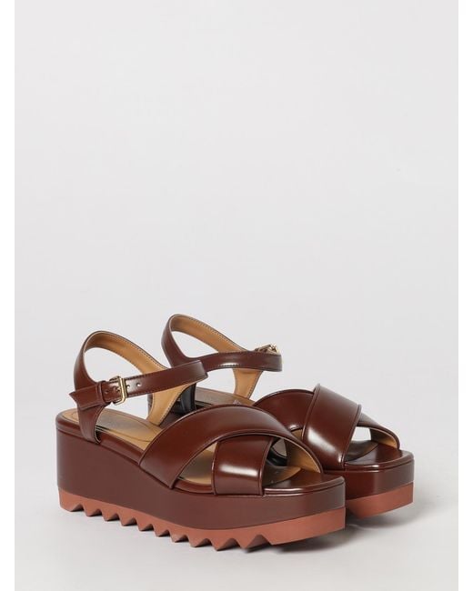 Stella McCartney Brown Platform Wedge Sandals With Saw-Edge Sole