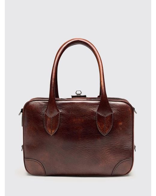 Golden Goose Deluxe Brand Brown Vita Handtasche Aus Gealtertem Leder Mit Blumenmuster
