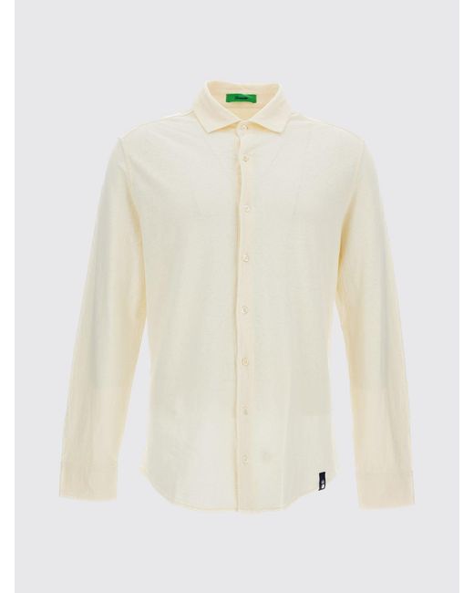 Drumohr Natural Slim Fit Linen And Cotton Shirt With French Collar for men