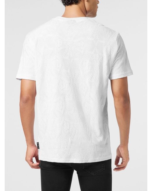Philipp Plein White Pp Jacquard Cotton T-Shirt for men