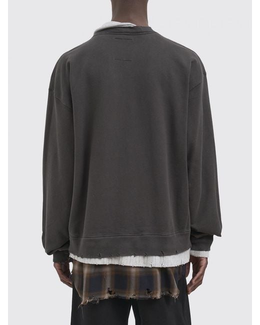 Maison Mihara Yasuhiro Gray Double-Layer Check Cotton Crewneck Sweatshirt for men