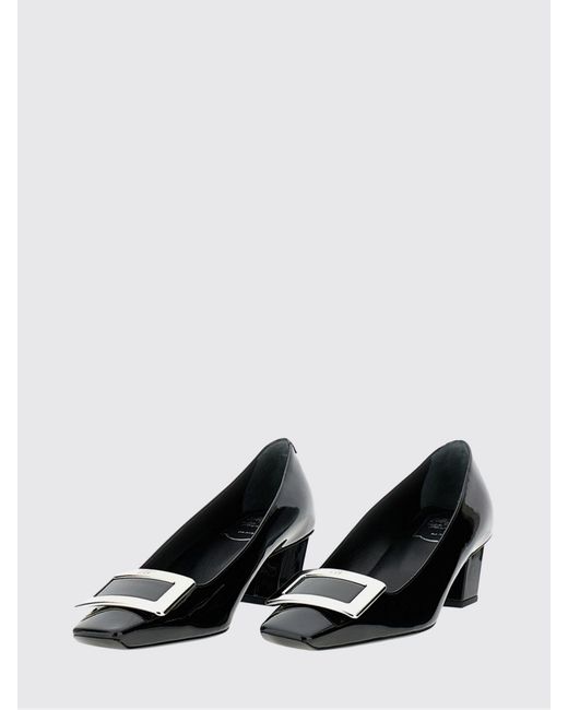 Roger Vivier Black Belle Vivier Patent Leather Pumps With Low Heel