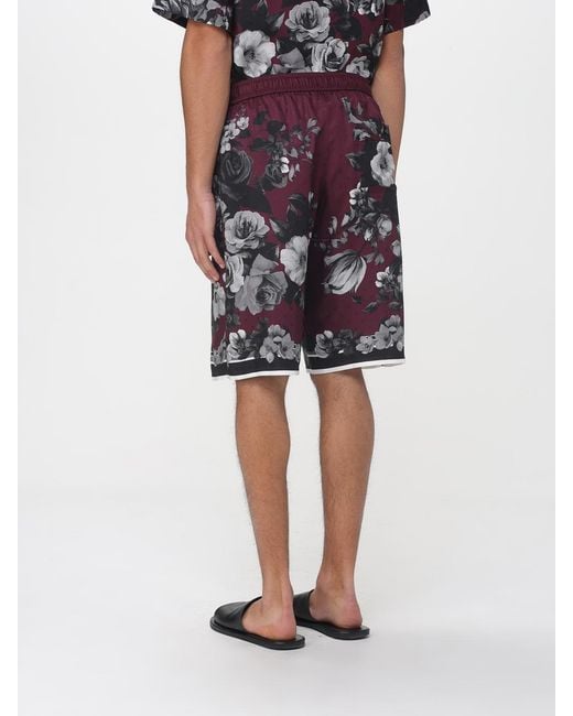 Dolce & Gabbana Red Dolce &Amp Gabbana Silk Shorts With Floral Print for men