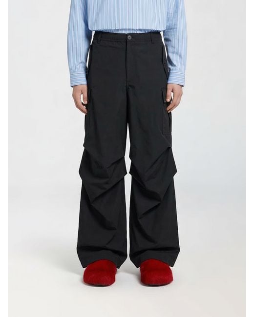 Marni Blue Cotton Blend Cargo Trousers for men